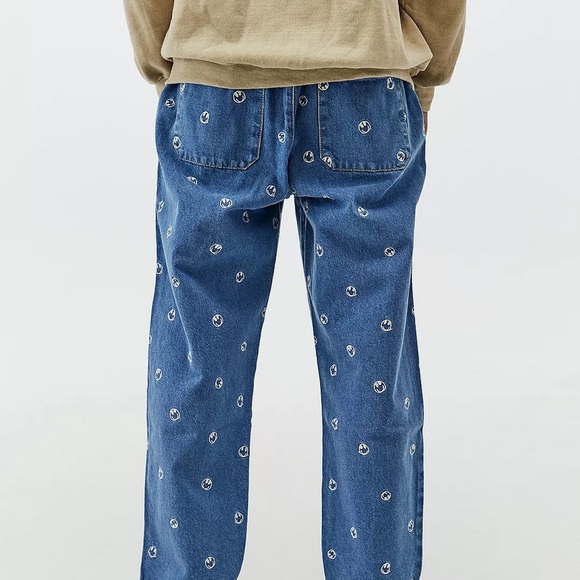 Urban Outfitters Smile Embroidered Denim Beach Pants New no tag